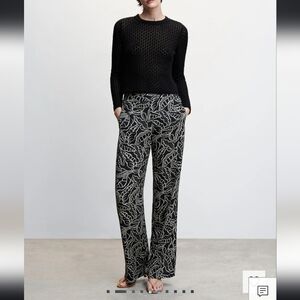 MANGO Women's Slim Fit Straight Leg Palazzo Pants Stretch Waist Size 1XL